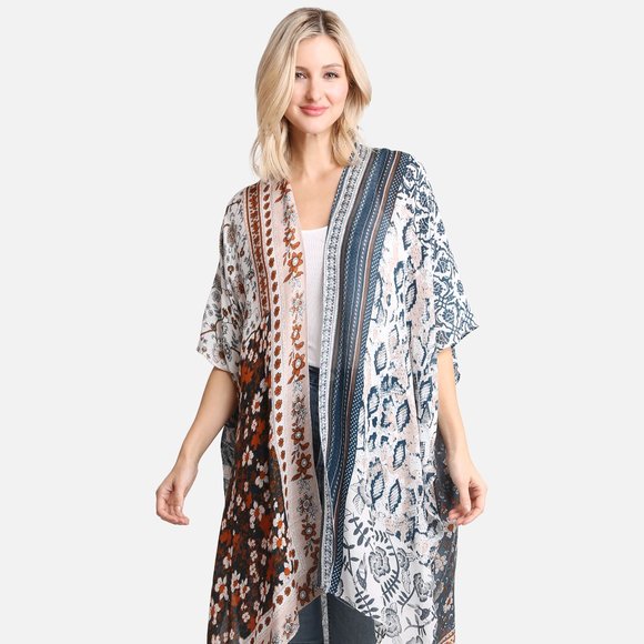 P/S Floral ·Kimono·Wrap·Swimsuit Cover·Bikini Cover up·In/Out Door·ComfyLuxe - Picture 3 of 3